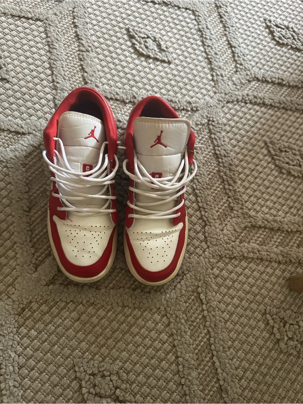 Jordan Kids Red and White Retro Sneakers